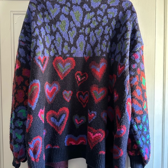 Farm Rio - Colorful Heart Patterned Women's Sweater - Picture 2 of 2